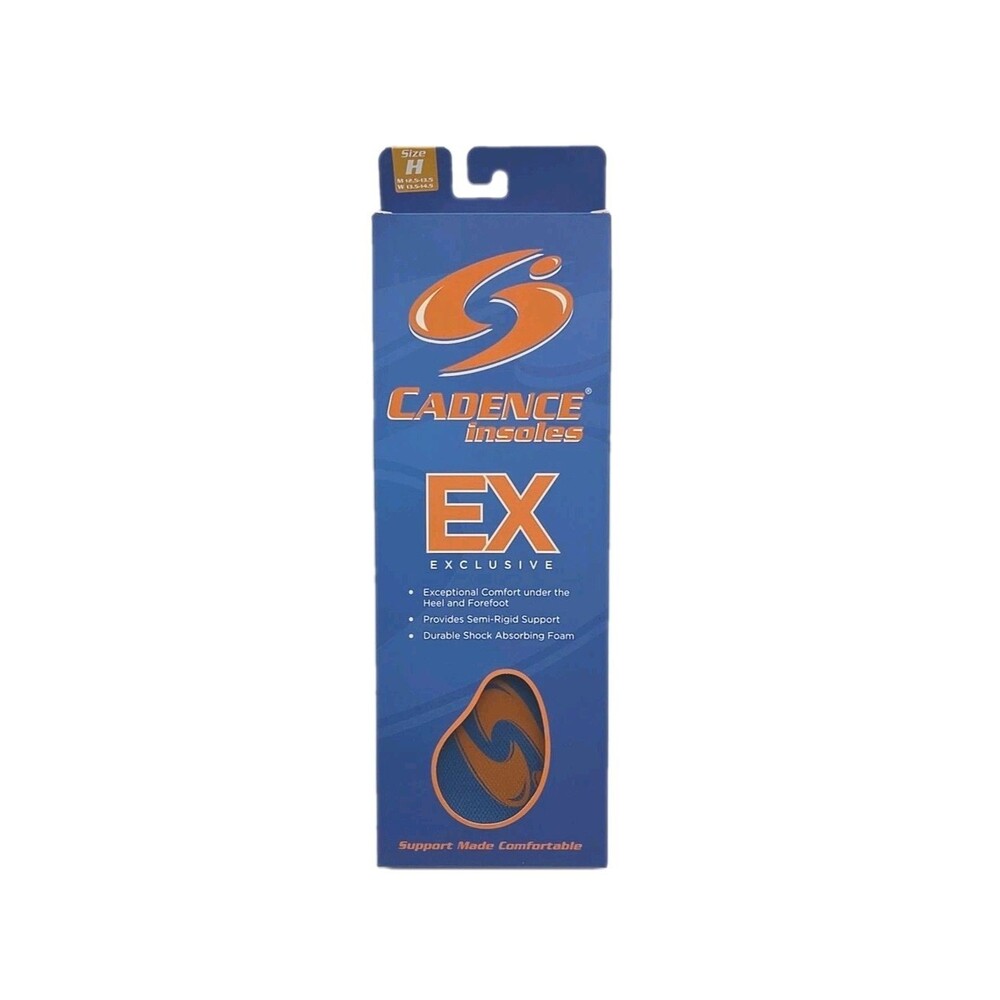 Cadence EX Exclusive Orthotic Shoe Insoles Size H Men 12-5-13.5 Women 13.5-14.5